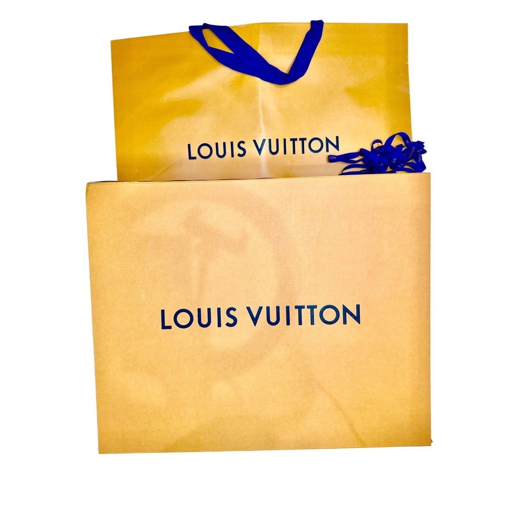 Louis Vuitton Large Magnetic Gift Box empty with Shopping Bag and Blue Ribbon